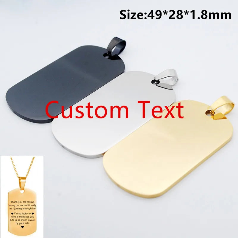 Personalized 316L Stainless Steel Dog Tags Pendant Necklace