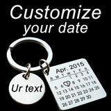 Personalized Date Keychain with Custom Engraving - Heart Calendar Keyring