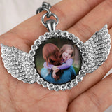 Personalized Memorial Photo Angel Wings Zircon Keychain