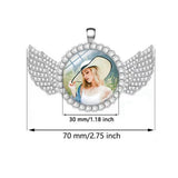 Personalized Memorial Photo Angel Wings Zircon Keychain