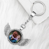 Personalized Memorial Photo Angel Wings Zircon Keychain