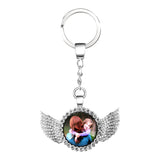 Personalized Memorial Photo Angel Wings Zircon Keychain