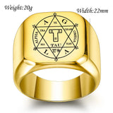 Men Seal Solomon Kabbalah Amulet Signet Rings Stainless Steel Male Jewelry