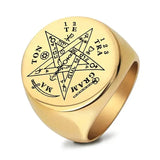 Men Seal Solomon Kabbalah Amulet Signet Rings Stainless Steel Male Jewelry