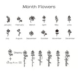 Personalized Month Flowers Name Necklace Stainless Steel Jewelry Gift