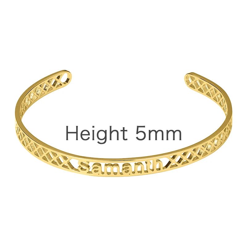 Custom Name Stainless Steel Bangle for Her