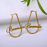 Personalized Stainless Steel Bamboo Name Hoop Earrings