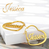 Personalized Stainless Steel Bamboo Name Hoop Earrings