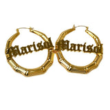 Personalized Stainless Steel Bamboo Name Hoop Earrings