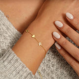 Personalized Initials Bracelet Stainless Steel Heart Wrist Chain