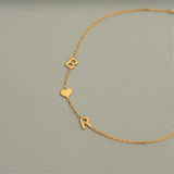 Personalized Initials Bracelet Stainless Steel Heart Wrist Chain