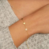 Personalized Initials Bracelet Stainless Steel Heart Wrist Chain