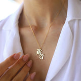 Custom Old English Initials Necklace for Women Men Stainless Steel Choker Chain