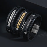 Personalized Name Quotes Leather Bracelet for Men
