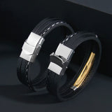 Personalized Name Quotes Leather Bracelet for Men