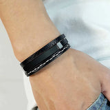 Personalized Name Quotes Leather Bracelet for Men