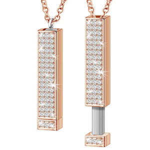 Personalization Retractable Pendant Necklace Double Diamond DIY Engraving