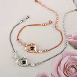 Custom Photo Projection Bracelet - Personalized Name - 100 Languages Heart Chain