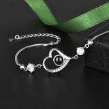Custom Photo Projection Bracelet - Personalized Name - 100 Languages Heart Chain