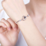 Custom Photo Projection Bracelet - Personalized Name - 100 Languages Heart Chain