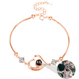 Custom Photo Projection Bracelet - Personalized Name - 100 Languages Heart Chain