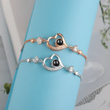 Custom Photo Projection Bracelet - Personalized Name - 100 Languages Heart Chain