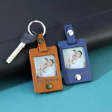 Personalized Leather Pendant Keychain with Name Engraving for Couples