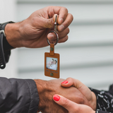 Personalized Leather Pendant Keychain with Name Engraving for Couples
