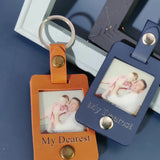 Personalized Leather Pendant Keychain with Name Engraving for Couples