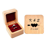 Personalized Engagement Wedding Ring Box Custom Name Date Wooden Ring Holder