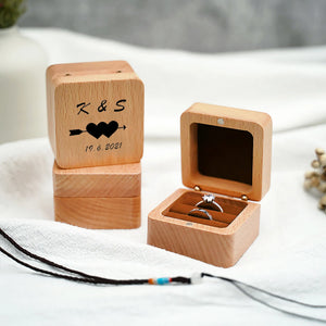 Personalized Engagement Wedding Ring Box Custom Name Date Wooden Ring Holder