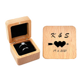 Personalized Engagement Wedding Ring Box Custom Name Date Wooden Ring Holder