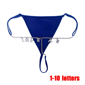 Personalized Crystal Letter Thong Body Chain, Sexy Body Jewelry