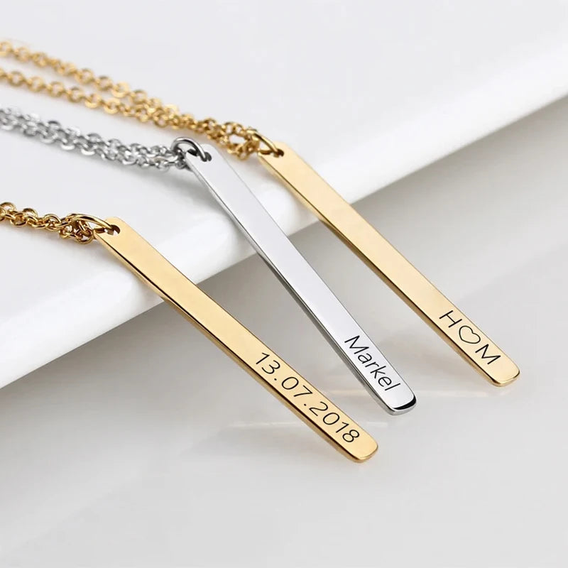Personalized Stainless Steel Name Bar Necklace - Family Keepsake Choker