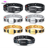 Men's Stainless Steel Weight Loss Bracelet Bangle with Carbon Fiber