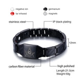 Men's Stainless Steel Weight Loss Bracelet Bangle with Carbon Fiber