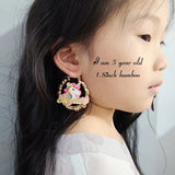 Personalized Unicorn Name Bamboo Hoop Earrings Statement Words Numbers C34