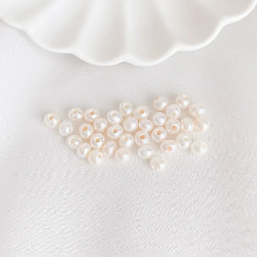Natural Fresh Water Macroporous Near-Round Beads Single Pearl Loose Beads