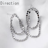 14K Gold-coated Bean Flat Chain Silver Pin Earrings Pendant Material Accessories
