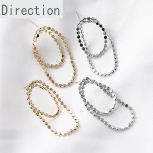 14K Gold-coated Bean Flat Chain Silver Pin Earrings Pendant Material Accessories