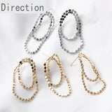 14K Gold-coated Bean Flat Chain Silver Pin Earrings Pendant Material Accessories