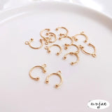 14K Gold-Plated U-Shaped Ear Clip with Beads, DIY Jewelry, 2PCS