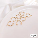 14K Gold-Plated U-Shaped Ear Clip with Beads, DIY Jewelry, 2PCS