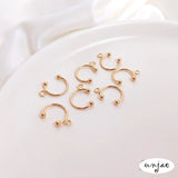 14K Gold-Plated U-Shaped Ear Clip with Beads, DIY Jewelry, 2PCS