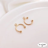 14K Gold-Plated U-Shaped Ear Clip with Beads, DIY Jewelry, 2PCS