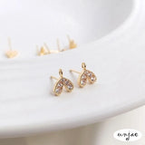 14K Inlaid Zircon Heart Earrings DIY Jewelry 2PCS