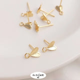 14K Brushed Peach Heart Ring Love Earrings DIY Jewelry Material