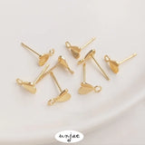 14K Brushed Peach Heart Ring Love Earrings DIY Jewelry Material