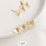14K Brushed Peach Heart Ring Love Earrings DIY Jewelry Material