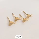 14K Brushed Peach Heart Ring Love Earrings DIY Jewelry Material
